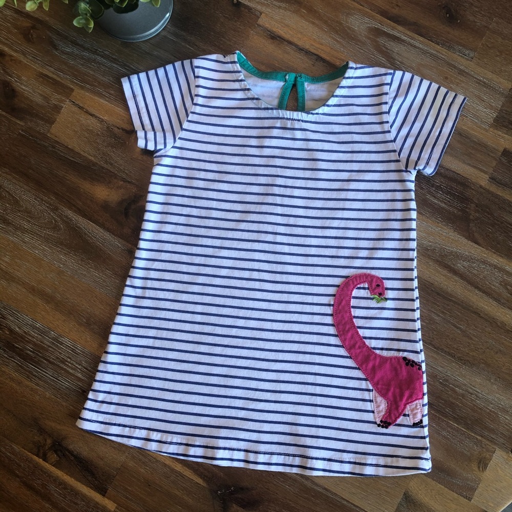 EUC! Girls Striped Dinosaur Dress. Size 2T.
